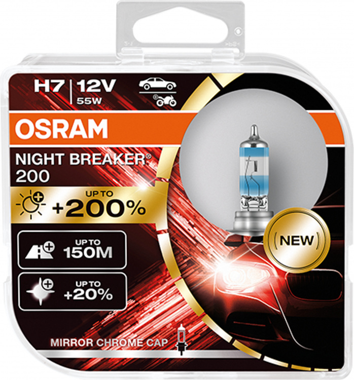 OSRAM H7 12V NIGHT BREAKER 200 bis zu 200% mehr Licht Set - 2 Stück